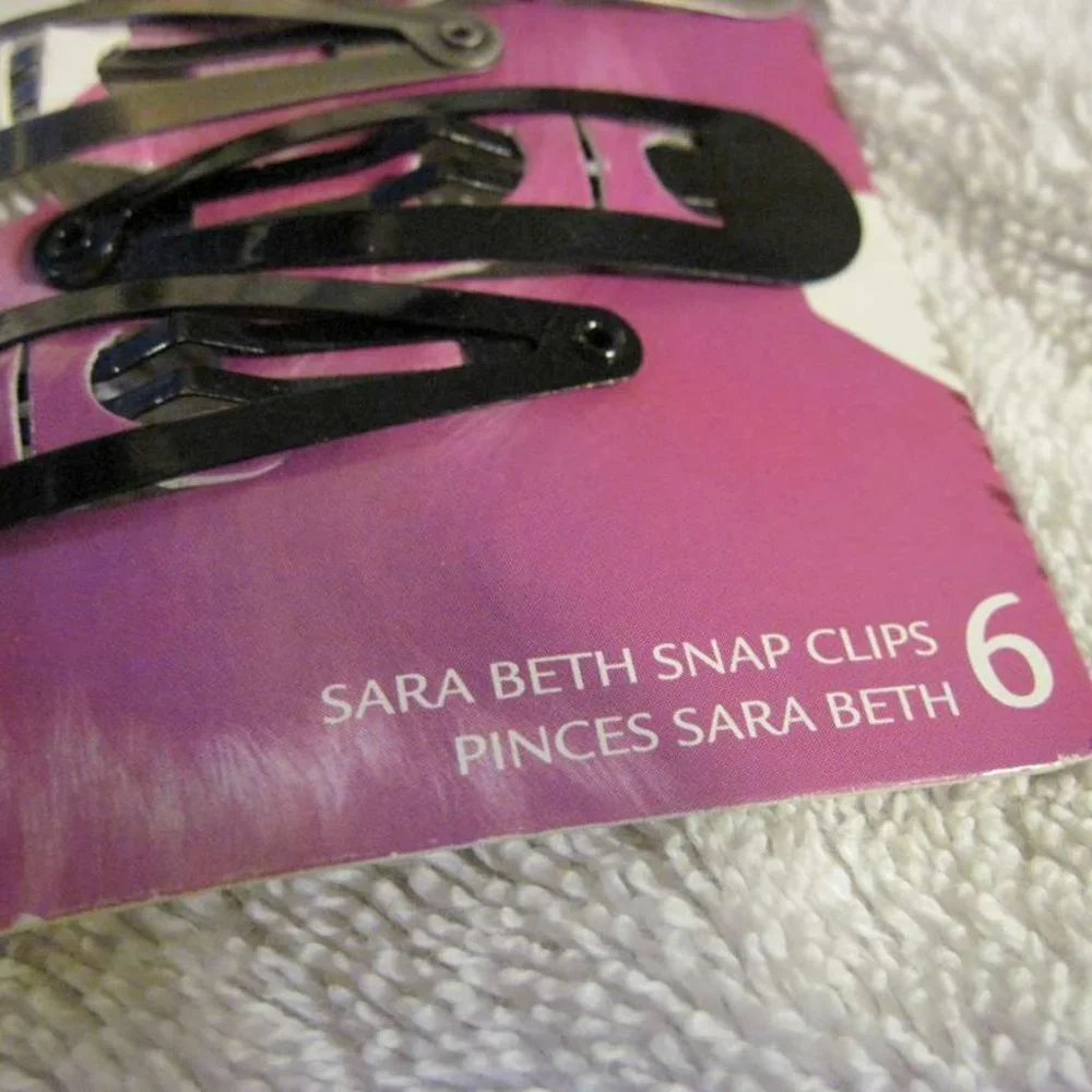 6 Goody Sara Beth Metal Contour Hair Snap Clips Brushed Metal Painted Pink Blue